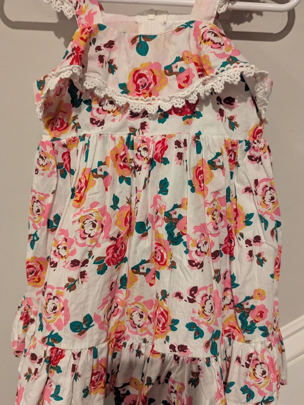 Popatu Pink Dress with Teal and Brown Floral Accents